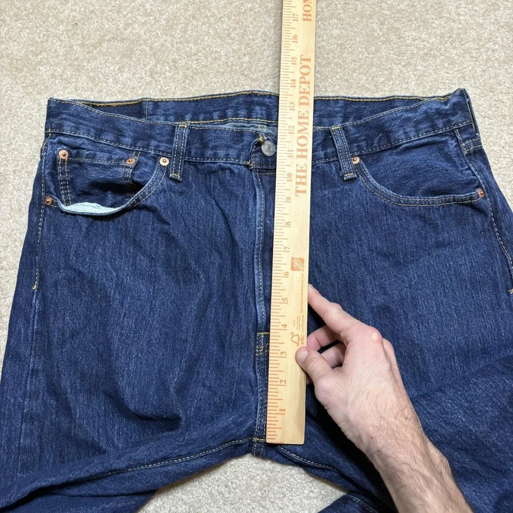 Levis 501 Jeans Mens 36x30 Dark Blue Regular Fit Straight Leg Denim Waterless